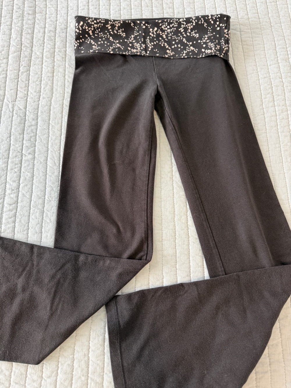 Victoria's Secret Black Straight-Leg Pants with Speckled Waistband